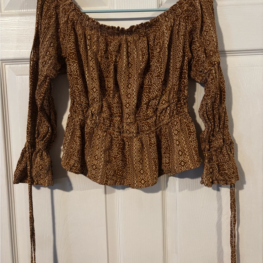 Savanna Jane Brown Geometric Blouse